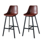 Modern PU Leather Bar-stool Bucket Seat Counter Bar Stool with Metal Legs Burgundy 2 Piece Set Counter Stool(26"H) Clearhalo 'Bar Furniture' 'Bar Stools' 'bar_stools' 'furn' 'furn_bar_stools' 'Furniture' 'Kitchen & Dining Furniture' 6153906