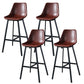 Modern PU Leather Bar-stool Bucket Seat Counter Bar Stool with Metal Legs Burgundy 4 Piece Set Counter Stool(26"H) Clearhalo 'Bar Furniture' 'Bar Stools' 'bar_stools' 'furn' 'furn_bar_stools' 'Furniture' 'Kitchen & Dining Furniture' 6153907