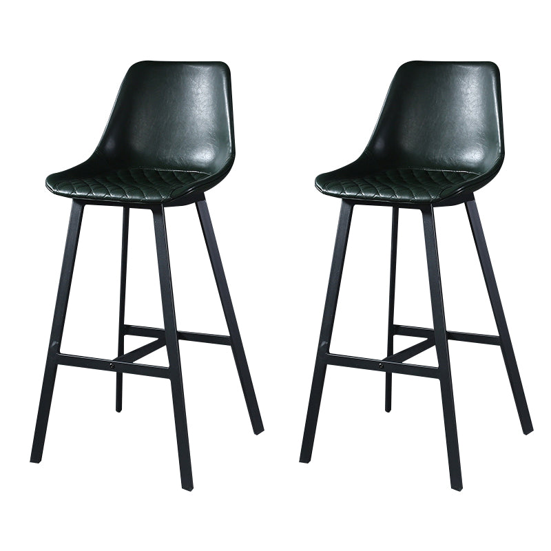 Modern PU Leather Bar-stool Bucket Seat Counter Bar Stool with Metal Legs Blackish Green 2 Piece Set Counter Stool(26"H) Clearhalo 'Bar Furniture' 'Bar Stools' 'bar_stools' 'furn' 'furn_bar_stools' 'Furniture' 'Kitchen & Dining Furniture' 6153922