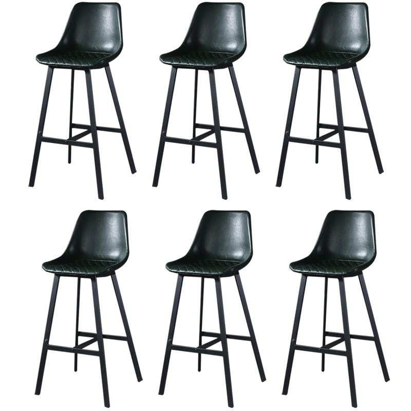 Modern PU Leather Bar-stool Bucket Seat Counter Bar Stool with Metal Legs Blackish Green 6 Piece Set Bar Stool(30"H) Clearhalo 'Bar Furniture' 'Bar Stools' 'bar_stools' 'furn' 'furn_bar_stools' 'Furniture' 'Kitchen & Dining Furniture' 6153928