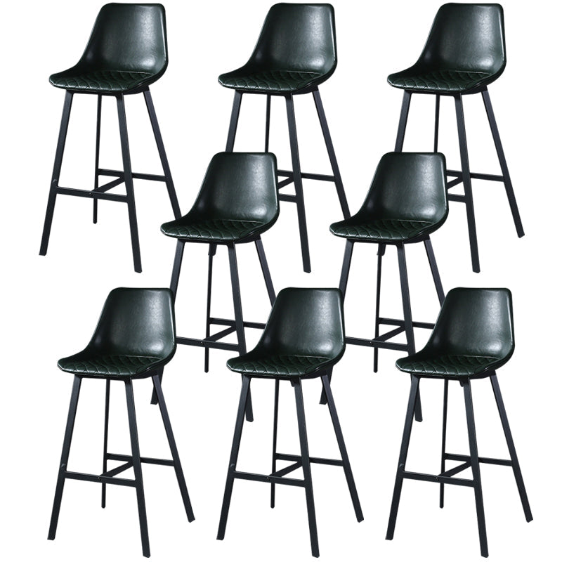 Modern PU Leather Bar-stool Bucket Seat Counter Bar Stool with Metal Legs Blackish Green 8 Piece Set Bar Stool(30"H) Clearhalo 'Bar Furniture' 'Bar Stools' 'bar_stools' 'furn' 'furn_bar_stools' 'Furniture' 'Kitchen & Dining Furniture' 6153929