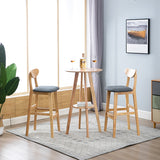 Industrial Bar-stool Square Seat Counter Bar Stool with Wooden Legs