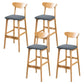 Industrieller Barhocker, quadratischer Sitz, Barhocker mit Holzbeinen