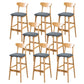 Industrieller Barhocker, quadratischer Sitz, Barhocker mit Holzbeinen
