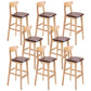 Industrieller Barhocker, quadratischer Sitz, Barhocker mit Holzbeinen