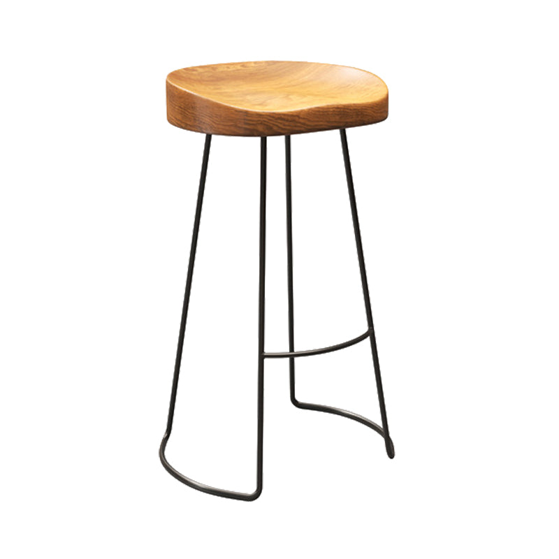 Contemporary Wood Counter Stool Living Room Bar Stool with Metal Legs Backless 1 Piece Short Stool(18"H) Clearhalo 'Bar Furniture' 'Bar Stools' 'bar_stools' 'furn' 'furn_bar_stools' 'Furniture' 'Kitchen & Dining Furniture' 6154132