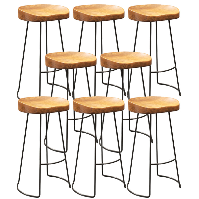 Contemporary Wood Counter Stool Living Room Bar Stool with Metal Legs Backless 8 Piece Set Short Stool(18"H) Clearhalo 'Bar Furniture' 'Bar Stools' 'bar_stools' 'furn' 'furn_bar_stools' 'Furniture' 'Kitchen & Dining Furniture' 6154140