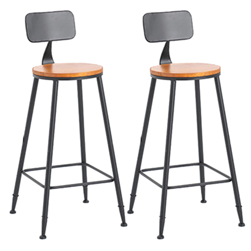 Contemporary Wood Counter Stool Living Room Bar Stool with Metal Legs With Back 2 Piece Set Short Stool(18"H) Clearhalo 'Bar Furniture' 'Bar Stools' 'bar_stools' 'furn' 'furn_bar_stools' 'Furniture' 'Kitchen & Dining Furniture' 6154144