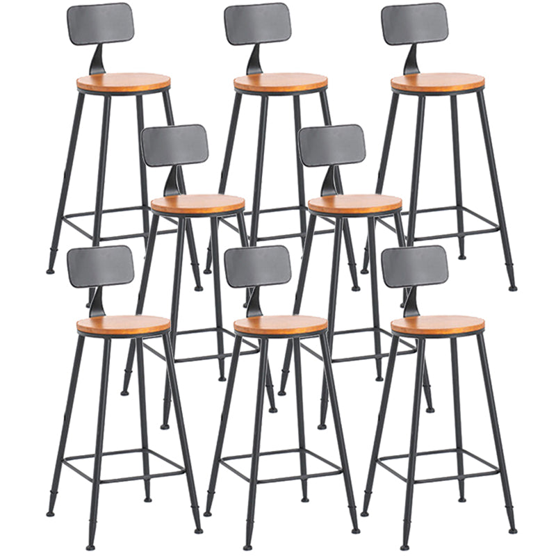 Contemporary Wood Counter Stool Living Room Bar Stool with Metal Legs With Back 8 Piece Set Short Stool(18"H) Clearhalo 'Bar Furniture' 'Bar Stools' 'bar_stools' 'furn' 'furn_bar_stools' 'Furniture' 'Kitchen & Dining Furniture' 6154149