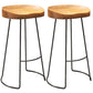 Contemporary Wood Counter Stool Living Room Bar Stool with Metal Legs Backless 2 Piece Set Bar Stool(30"H) Clearhalo 'Bar Furniture' 'Bar Stools' 'bar_stools' 'furn' 'furn_bar_stools' 'Furniture' 'Kitchen & Dining Furniture' 6154152