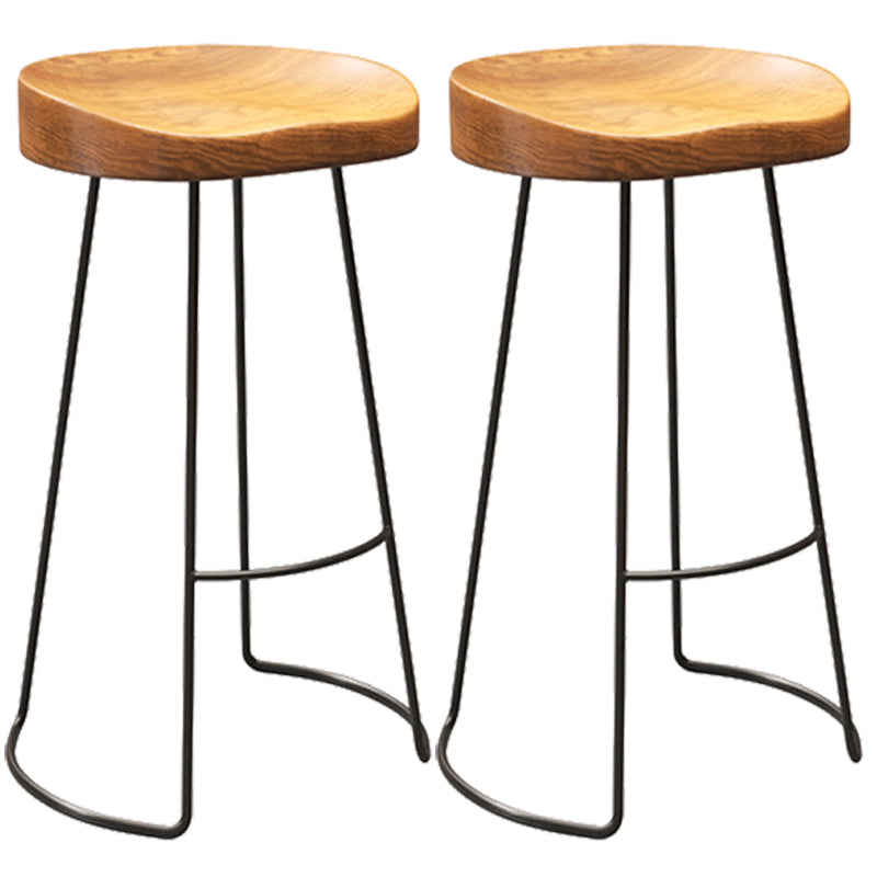 Contemporary Wood Counter Stool Living Room Bar Stool with Metal Legs Backless 2 Piece Set Bar Stool(30"H) Clearhalo 'Bar Furniture' 'Bar Stools' 'bar_stools' 'furn' 'furn_bar_stools' 'Furniture' 'Kitchen & Dining Furniture' 6154152