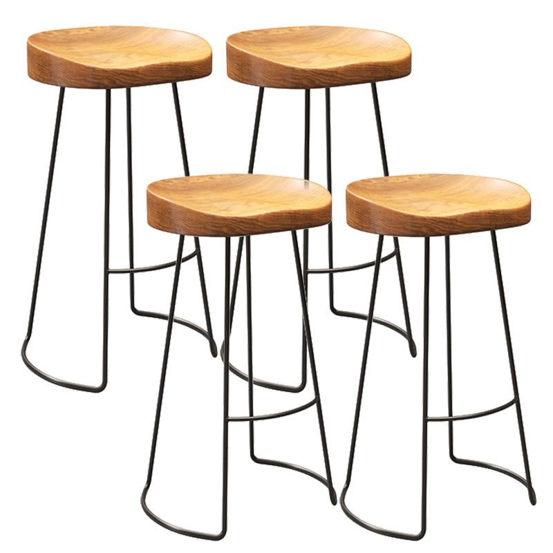 Contemporary Wood Counter Stool Living Room Bar Stool with Metal Legs Backless 4 Piece Set Bar Stool(30"H) Clearhalo 'Bar Furniture' 'Bar Stools' 'bar_stools' 'furn' 'furn_bar_stools' 'Furniture' 'Kitchen & Dining Furniture' 6154153