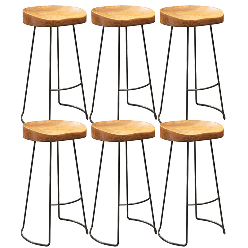 Contemporary Wood Counter Stool Living Room Bar Stool with Metal Legs Backless 6 Piece Set Bar Stool(30"H) Clearhalo 'Bar Furniture' 'Bar Stools' 'bar_stools' 'furn' 'furn_bar_stools' 'Furniture' 'Kitchen & Dining Furniture' 6154154