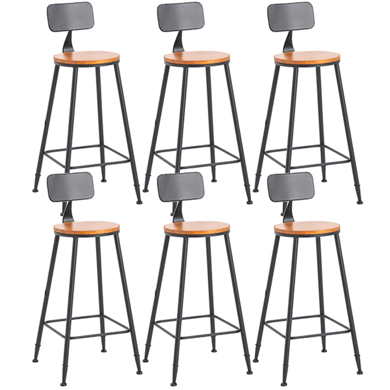 Contemporary Wood Counter Stool Living Room Bar Stool with Metal Legs With Back 6 Piece Set Bar Stool(30"H) Clearhalo 'Bar Furniture' 'Bar Stools' 'bar_stools' 'furn' 'furn_bar_stools' 'Furniture' 'Kitchen & Dining Furniture' 6154159
