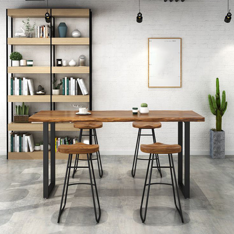 Taburete de bar de salón de madera estilo moderno con patas de metal