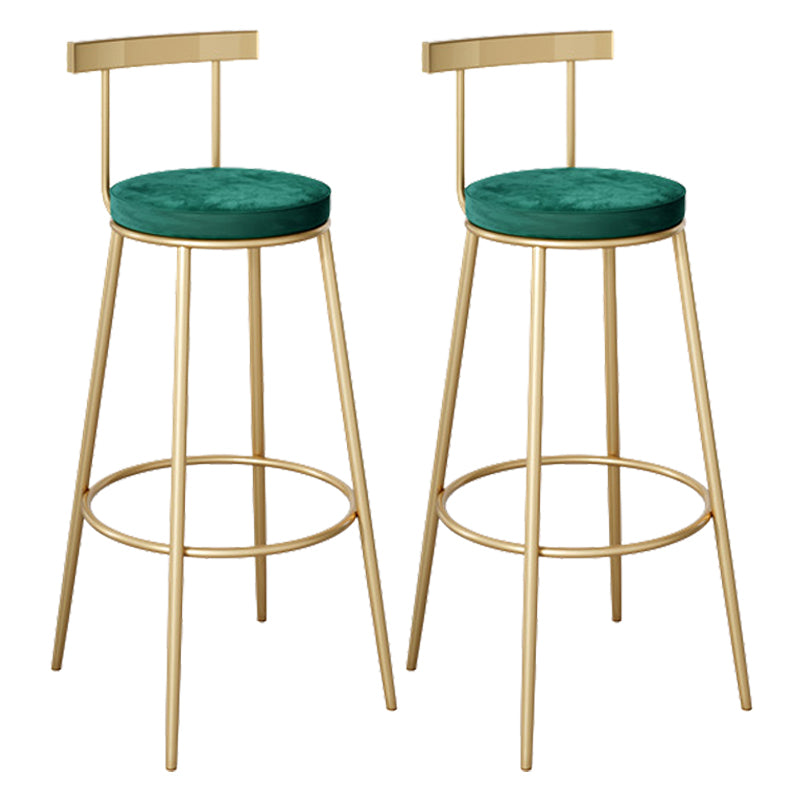 Contemporary Velvet Counter Stool Round Living Room Bar Stool with Metal Legs Green 2 Piece Set Clearhalo 'Bar Furniture' 'Bar Stools' 'bar_stools' 'furn' 'furn_bar_stools' 'Furniture' 'Kitchen & Dining Furniture' 6154204