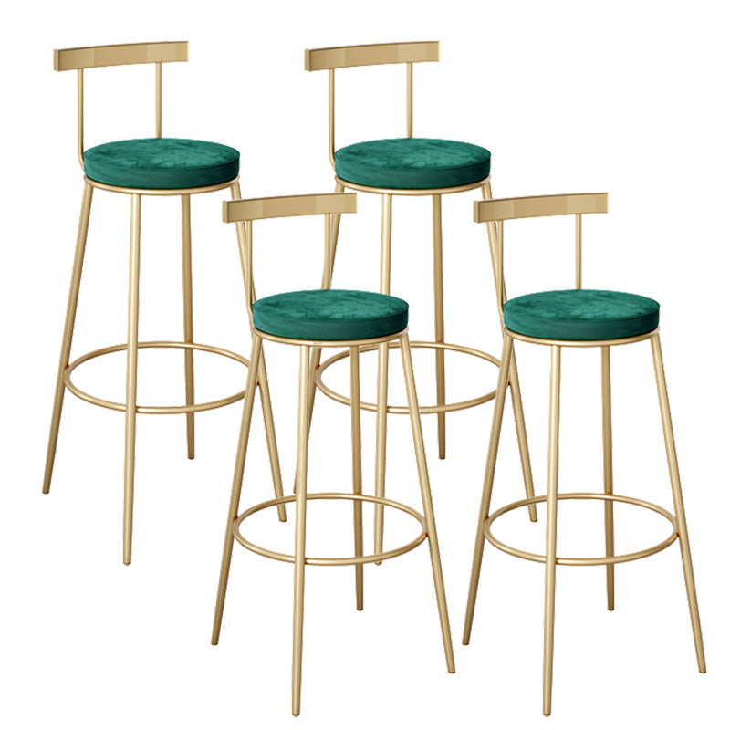 Contemporary Velvet Counter Stool Round Living Room Bar Stool with Metal Legs Green 4 Piece Set Clearhalo 'Bar Furniture' 'Bar Stools' 'bar_stools' 'furn' 'furn_bar_stools' 'Furniture' 'Kitchen & Dining Furniture' 6154206