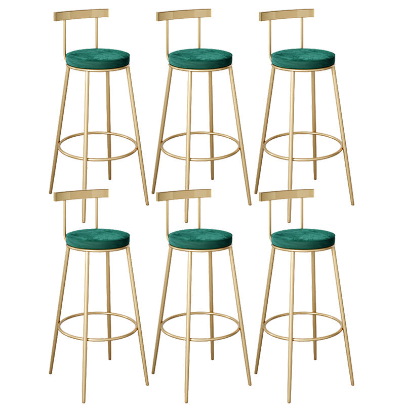 Contemporary Velvet Counter Stool Round Living Room Bar Stool with Metal Legs Green 6 Piece Set Clearhalo 'Bar Furniture' 'Bar Stools' 'bar_stools' 'furn' 'furn_bar_stools' 'Furniture' 'Kitchen & Dining Furniture' 6154208