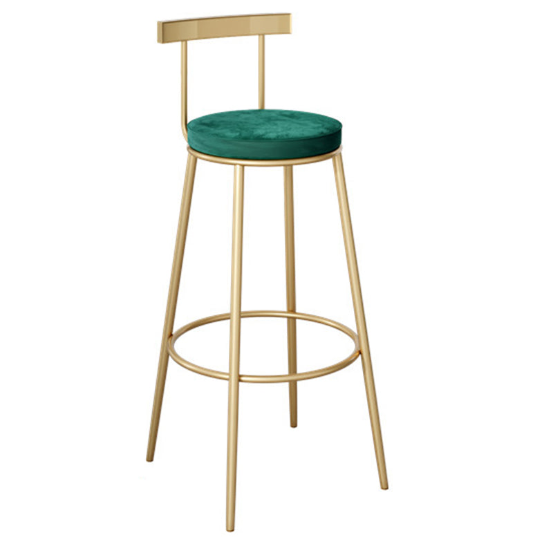 Contemporary Velvet Counter Stool Round Living Room Bar Stool with Metal Legs Clearhalo 'Bar Furniture' 'Bar Stools' 'bar_stools' 'furn' 'furn_bar_stools' 'Furniture' 'Kitchen & Dining Furniture' 6154210