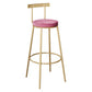 Contemporary Velvet Counter Stool Round Living Room Bar Stool with Metal Legs Pink 1 Piece Clearhalo 'Bar Furniture' 'Bar Stools' 'bar_stools' 'furn' 'furn_bar_stools' 'Furniture' 'Kitchen & Dining Furniture' 6154212