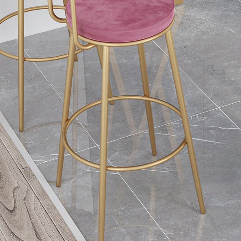 Contemporary Velvet Counter Stool Round Living Room Bar Stool with Metal Legs Clearhalo 'Bar Furniture' 'Bar Stools' 'bar_stools' 'furn' 'furn_bar_stools' 'Furniture' 'Kitchen & Dining Furniture' 6154213
