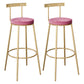 Contemporary Velvet Counter Stool Round Living Room Bar Stool with Metal Legs Pink 2 Piece Set Clearhalo 'Bar Furniture' 'Bar Stools' 'bar_stools' 'furn' 'furn_bar_stools' 'Furniture' 'Kitchen & Dining Furniture' 6154214