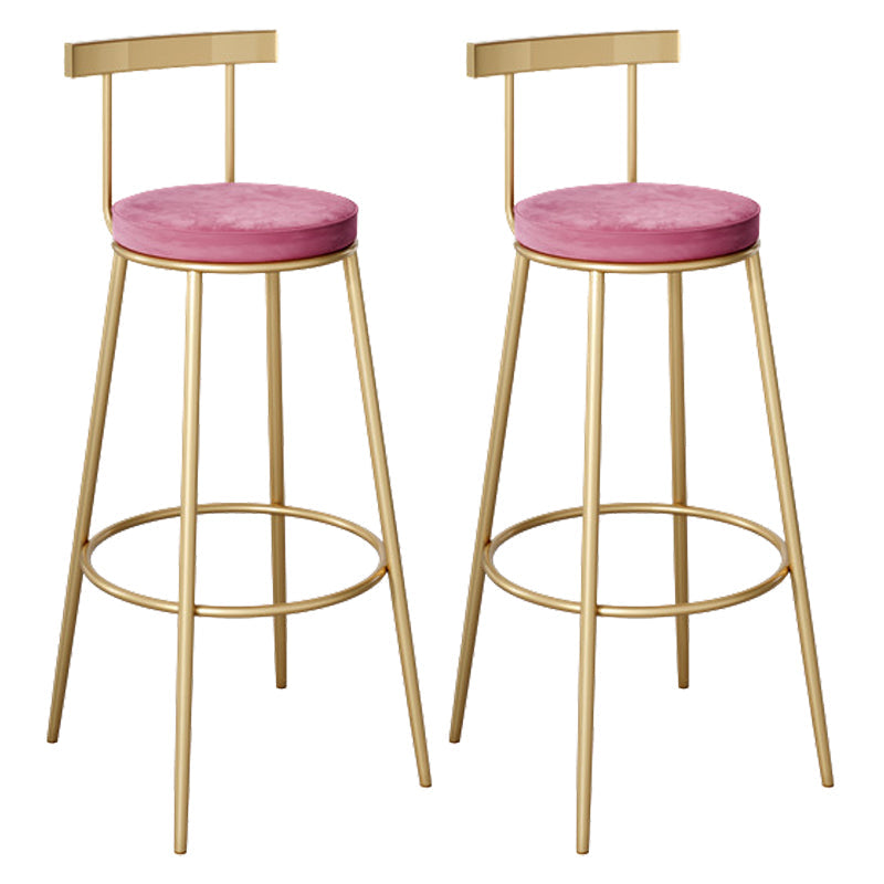 Contemporary Velvet Counter Stool Round Living Room Bar Stool with Metal Legs Pink 2 Piece Set Clearhalo 'Bar Furniture' 'Bar Stools' 'bar_stools' 'furn' 'furn_bar_stools' 'Furniture' 'Kitchen & Dining Furniture' 6154214