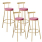 Contemporary Velvet Counter Stool Round Living Room Bar Stool with Metal Legs Pink 4 Piece Set Clearhalo 'Bar Furniture' 'Bar Stools' 'bar_stools' 'furn' 'furn_bar_stools' 'Furniture' 'Kitchen & Dining Furniture' 6154217