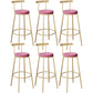 Contemporary Velvet Counter Stool Round Living Room Bar Stool with Metal Legs Pink 6 Piece Set Clearhalo 'Bar Furniture' 'Bar Stools' 'bar_stools' 'furn' 'furn_bar_stools' 'Furniture' 'Kitchen & Dining Furniture' 6154219