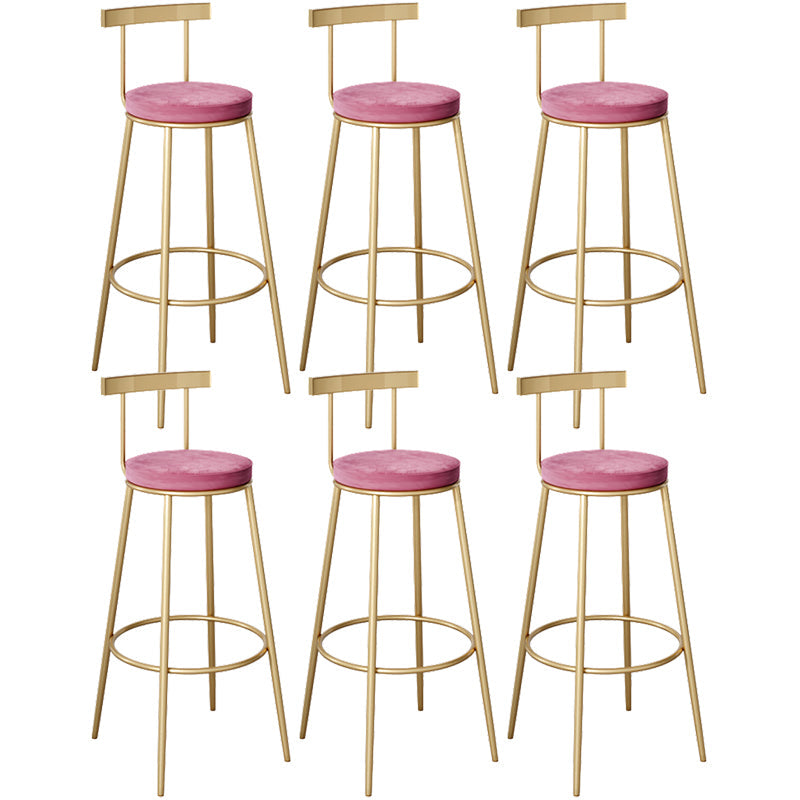 Contemporary Velvet Counter Stool Round Living Room Bar Stool with Metal Legs Pink 6 Piece Set Clearhalo 'Bar Furniture' 'Bar Stools' 'bar_stools' 'furn' 'furn_bar_stools' 'Furniture' 'Kitchen & Dining Furniture' 6154219