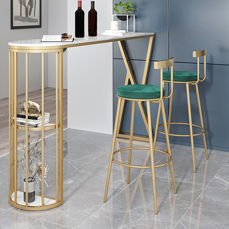Contemporary Velvet Counter Stool Round Living Room Bar Stool with Metal Legs Clearhalo 'Bar Furniture' 'Bar Stools' 'bar_stools' 'furn' 'furn_bar_stools' 'Furniture' 'Kitchen & Dining Furniture' 6154220