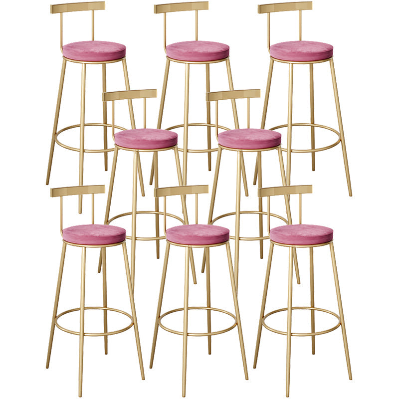 Contemporary Velvet Counter Stool Round Living Room Bar Stool with Metal Legs Pink 8 Piece Set Clearhalo 'Bar Furniture' 'Bar Stools' 'bar_stools' 'furn' 'furn_bar_stools' 'Furniture' 'Kitchen & Dining Furniture' 6154221
