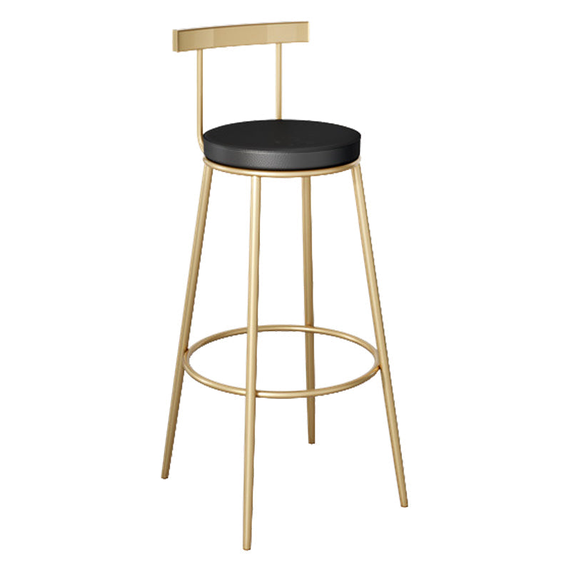 Contemporary Velvet Counter Stool Round Living Room Bar Stool with Metal Legs Black 1 Piece Clearhalo 'Bar Furniture' 'Bar Stools' 'bar_stools' 'furn' 'furn_bar_stools' 'Furniture' 'Kitchen & Dining Furniture' 6154222