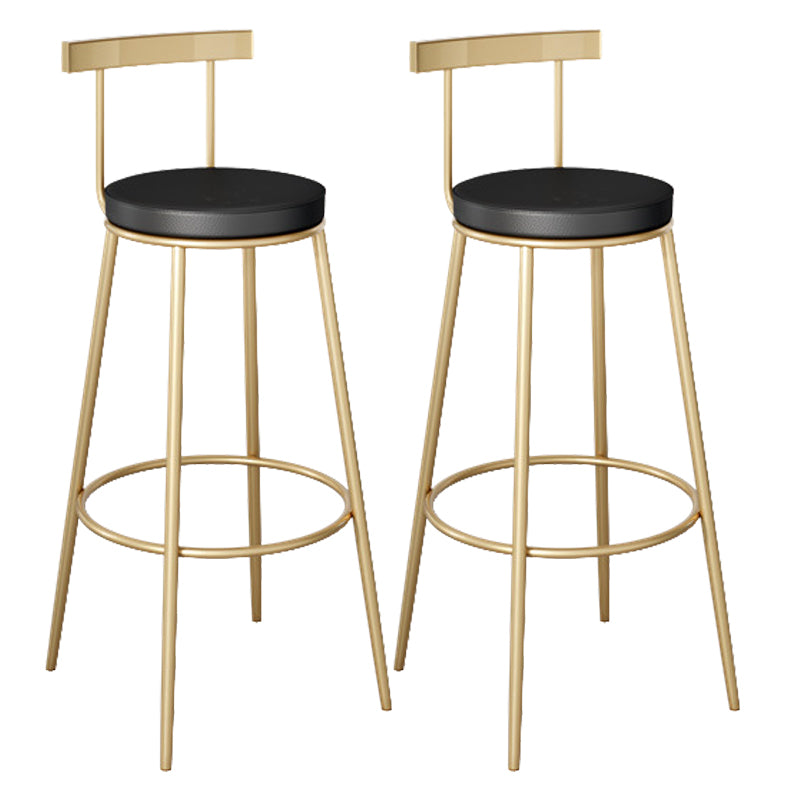 Contemporary Velvet Counter Stool Round Living Room Bar Stool with Metal Legs Black 2 Piece Set Clearhalo 'Bar Furniture' 'Bar Stools' 'bar_stools' 'furn' 'furn_bar_stools' 'Furniture' 'Kitchen & Dining Furniture' 6154223