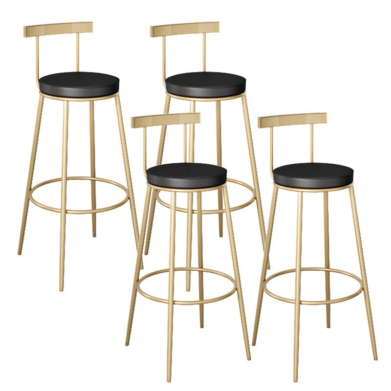 Contemporary Velvet Counter Stool Round Living Room Bar Stool with Metal Legs Black 4 Piece Set Clearhalo 'Bar Furniture' 'Bar Stools' 'bar_stools' 'furn' 'furn_bar_stools' 'Furniture' 'Kitchen & Dining Furniture' 6154224