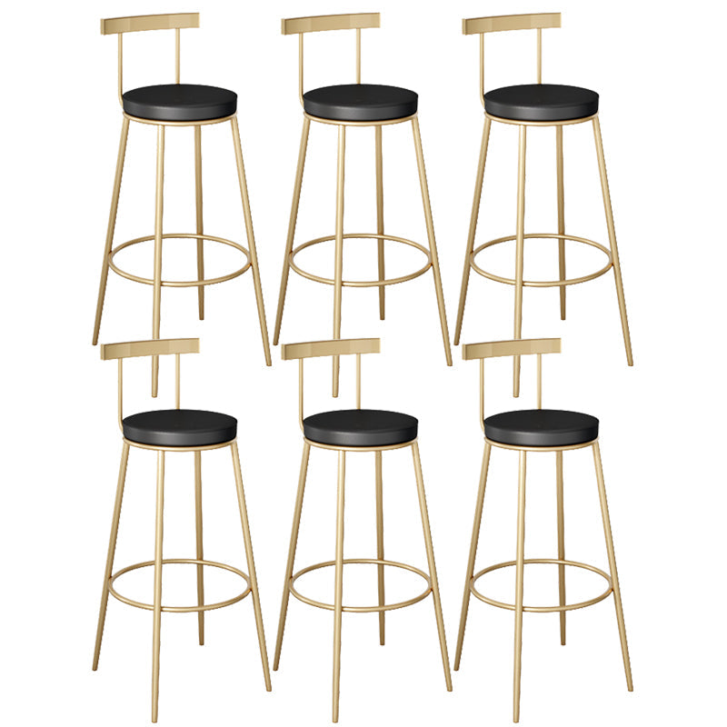 Contemporary Velvet Counter Stool Round Living Room Bar Stool with Metal Legs Black 6 Piece Set Clearhalo 'Bar Furniture' 'Bar Stools' 'bar_stools' 'furn' 'furn_bar_stools' 'Furniture' 'Kitchen & Dining Furniture' 6154225