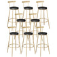 Contemporary Velvet Counter Stool Round Living Room Bar Stool with Metal Legs Black 8 Piece Set Clearhalo 'Bar Furniture' 'Bar Stools' 'bar_stools' 'furn' 'furn_bar_stools' 'Furniture' 'Kitchen & Dining Furniture' 6154226