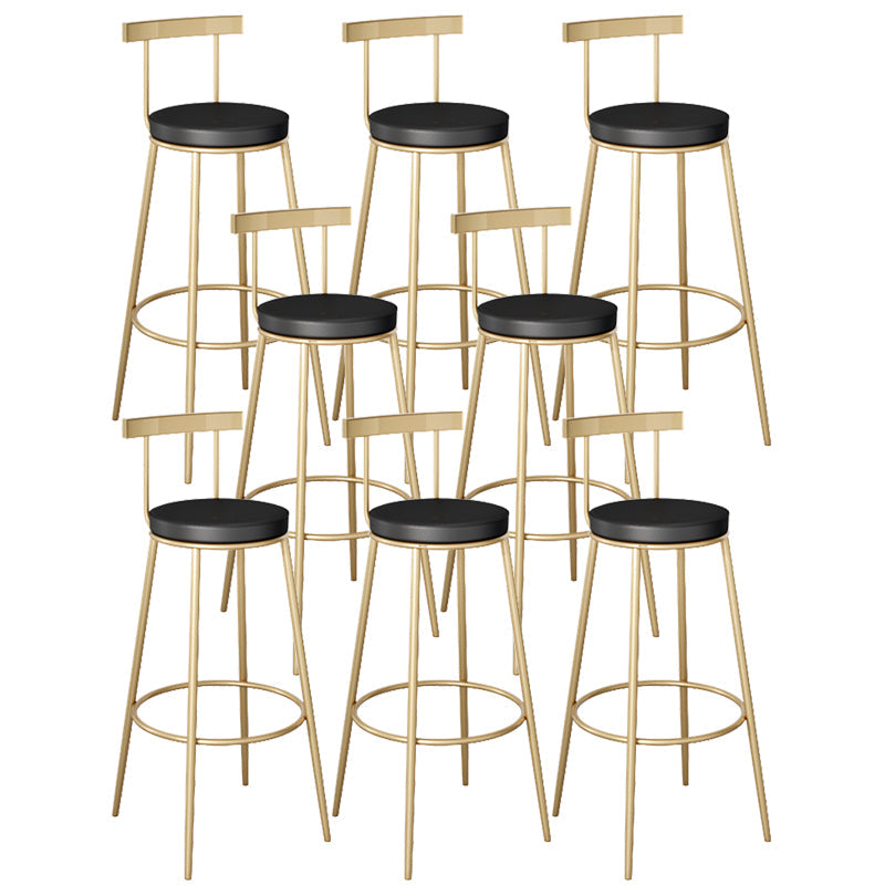 Contemporary Velvet Counter Stool Round Living Room Bar Stool with Metal Legs Black 8 Piece Set Clearhalo 'Bar Furniture' 'Bar Stools' 'bar_stools' 'furn' 'furn_bar_stools' 'Furniture' 'Kitchen & Dining Furniture' 6154226
