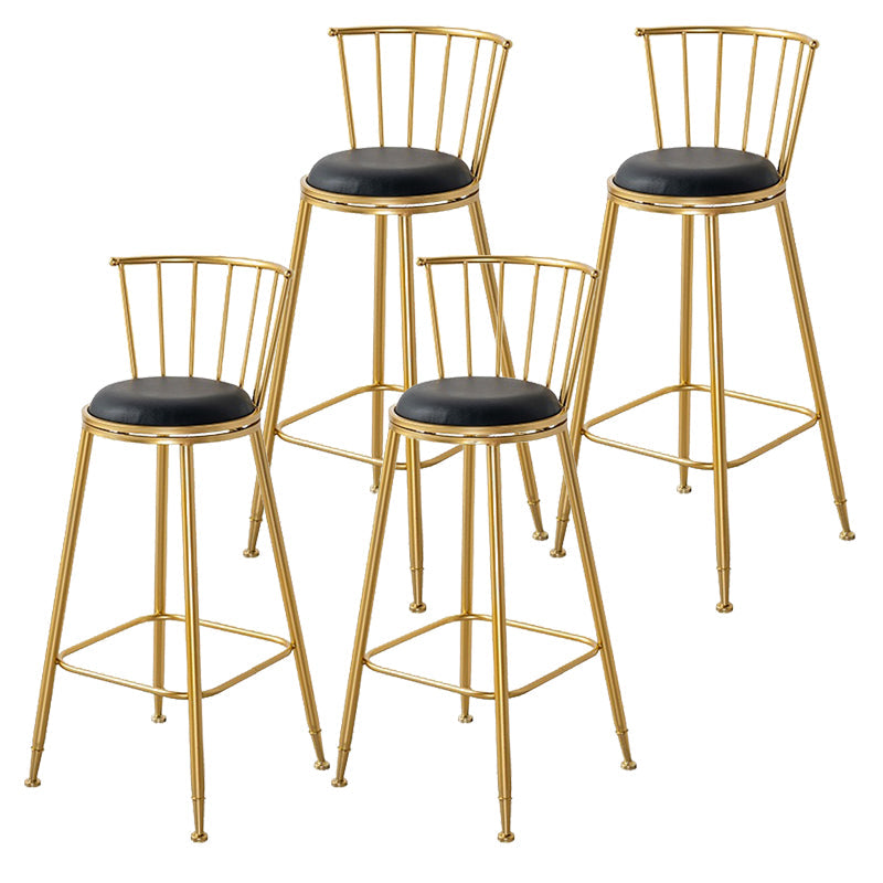 Contemporary Style Upholstered Counter Stool Bar-height Living Room Bar Stool Black 4 Piece Set Clearhalo 'Bar Furniture' 'Bar Stools' 'bar_stools' 'furn' 'furn_bar_stools' 'Furniture' 'Kitchen & Dining Furniture' 6154233