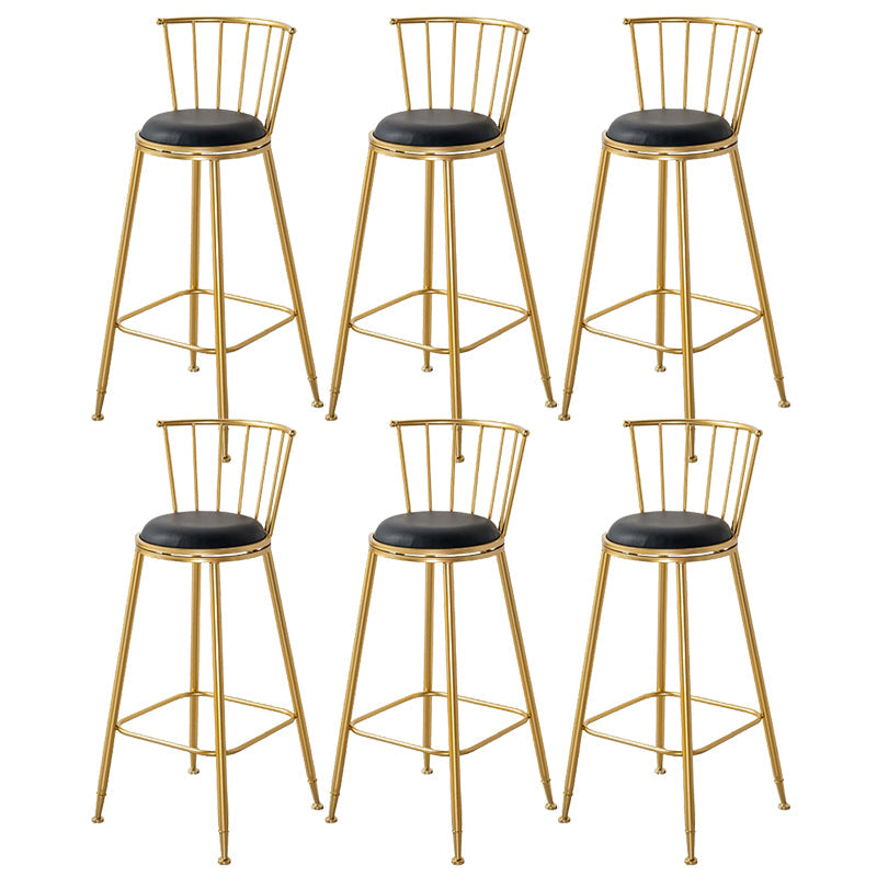 Contemporary Style Upholstered Counter Stool Bar-height Living Room Bar Stool Black 6 Piece Set Clearhalo 'Bar Furniture' 'Bar Stools' 'bar_stools' 'furn' 'furn_bar_stools' 'Furniture' 'Kitchen & Dining Furniture' 6154234