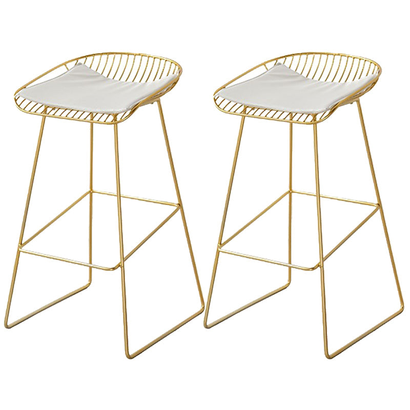Contemporary Style Upholstered Counter Stool Bar-height Living Room Bar Stool Gold 2 Piece Set Clearhalo 'Bar Furniture' 'Bar Stools' 'bar_stools' 'furn' 'furn_bar_stools' 'Furniture' 'Kitchen & Dining Furniture' 6154250