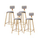 Scandinavian Style Counter Stool Velvet Round Bar Stool with Footrest