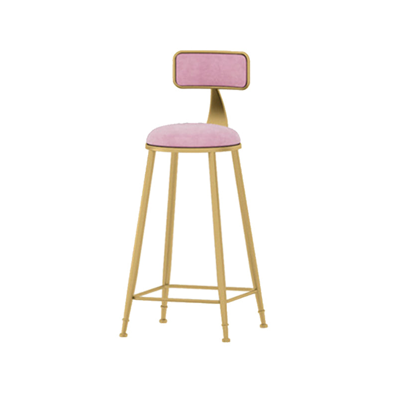 Scandinavian Style Counter Stool Velvet Round Bar Stool with Footrest