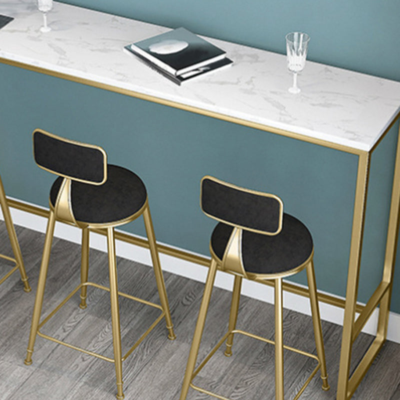 Scandinavian Style Counter Stool Velvet Round Bar Stool with Footrest