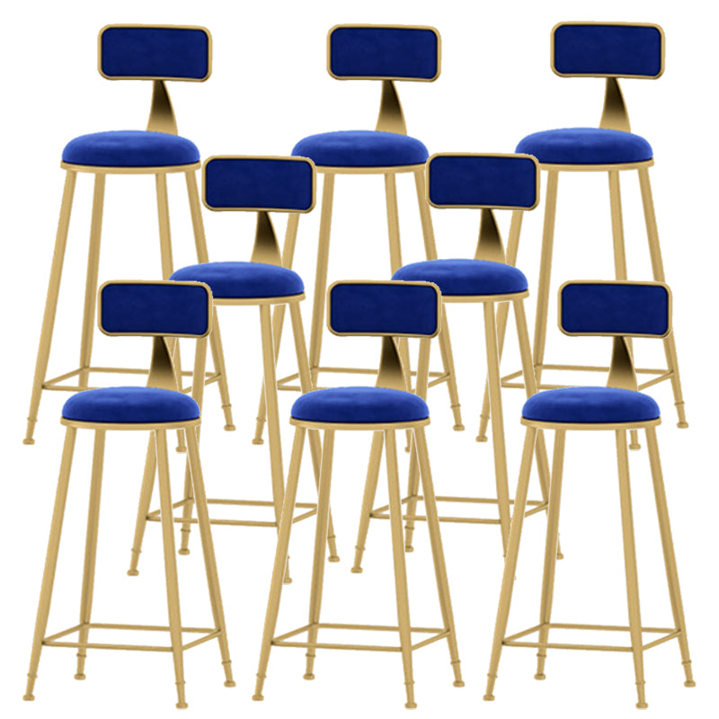 Scandinavian Style Counter Stool Velvet Round Bar Stool with Footrest