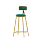 Scandinavian Style Counter Stool Velvet Round Bar Stool with Footrest