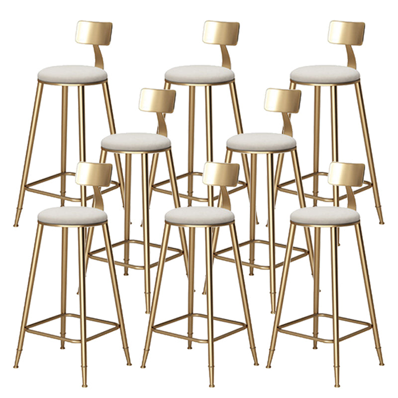 Scandinavian Style Counter Stool Velvet Round Bar Stool with Footrest