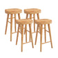 Contemporary Solid Wood Counter Stool Saddle Seat Backless Bar Stool