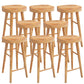 Contemporary Solid Wood Counter Stool Saddle Seat Backless Bar Stool