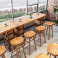 Contemporary Solid Wood Counter Stool Saddle Seat Backless Bar Stool